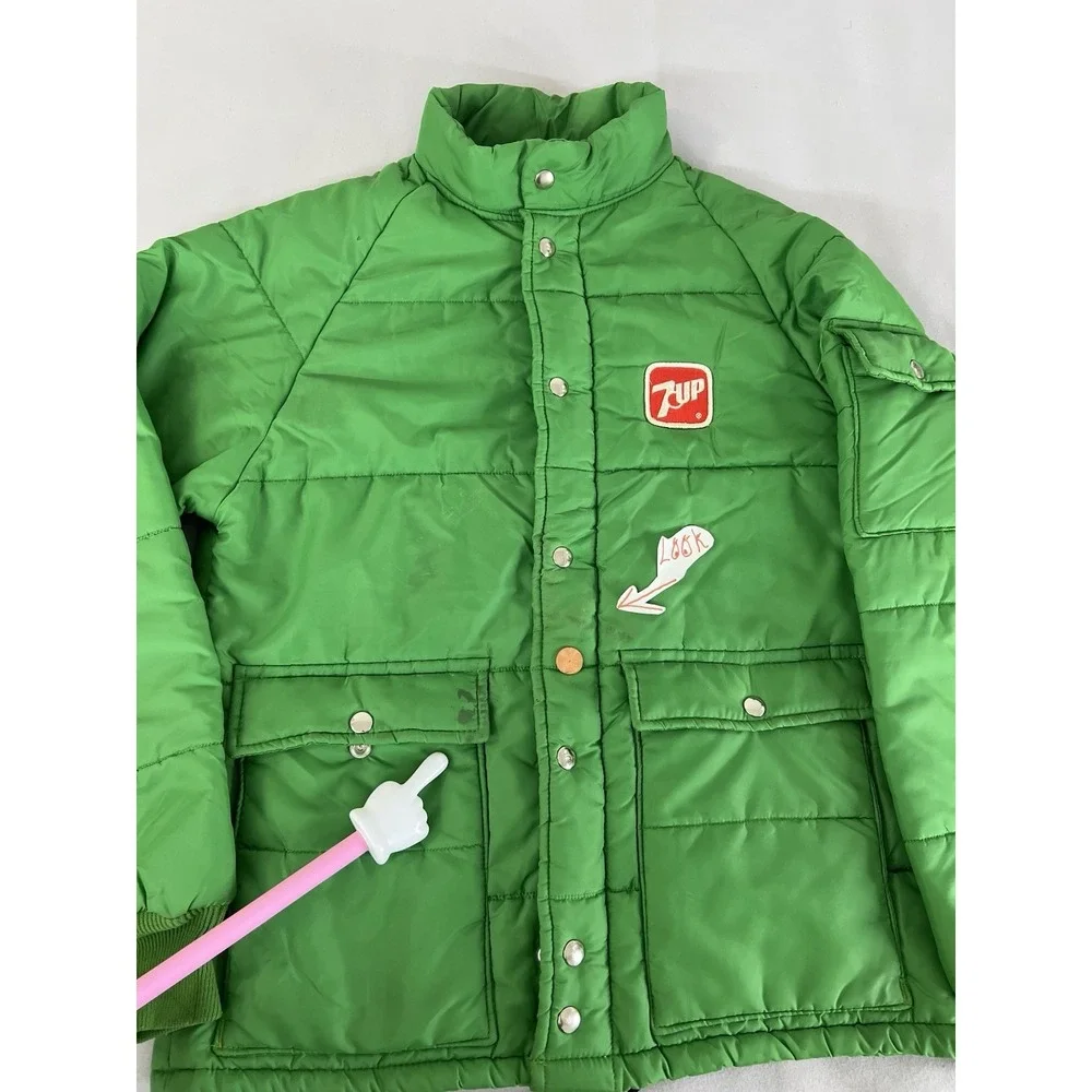 Vintage‎ 1970s 7up Green puffer coat Plac-Jac by Dunbrooke 40-M-42 Made USA Y2K